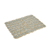 Floral Beaded Rectangular Table Placemat (Grey & Gold)