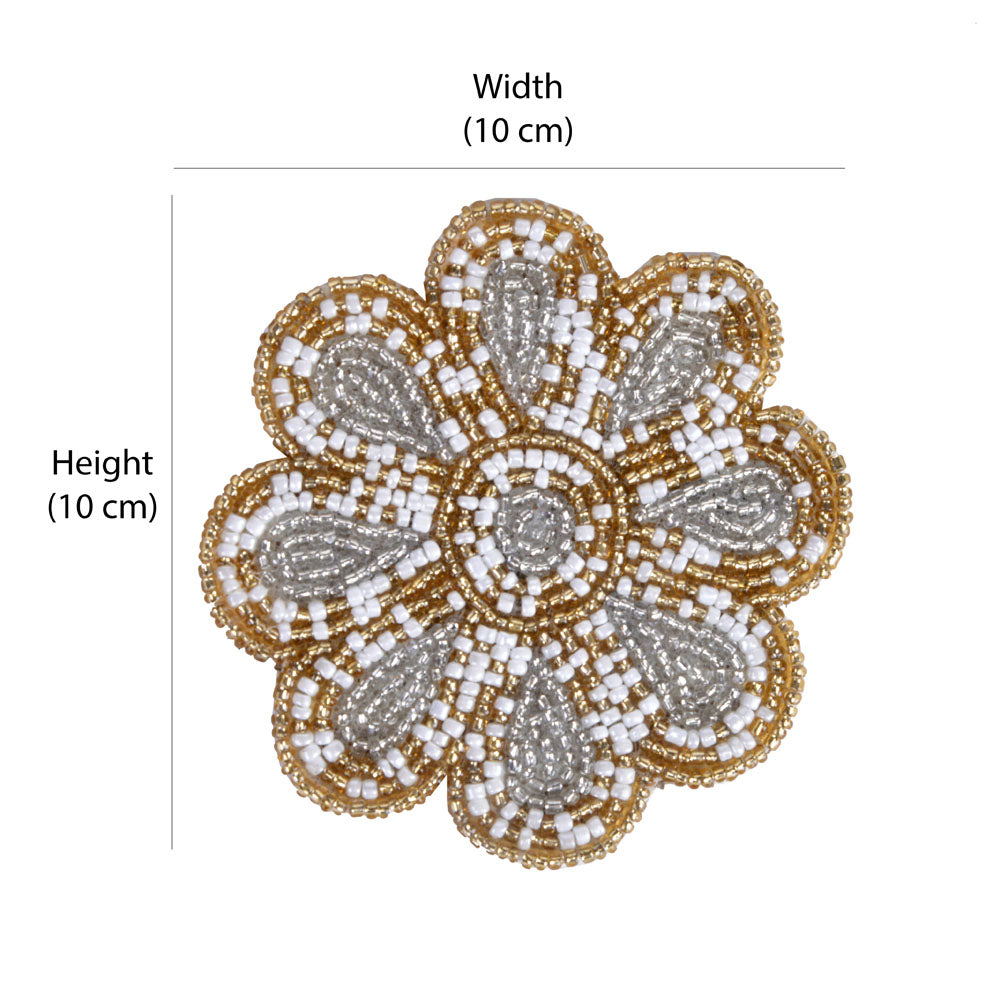 Floral Beaded Coasters Set of 4 (Grey & Gold)