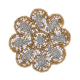 Floral Beaded Coasters Set of 4 (Grey & Gold)