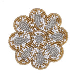 Floral Beaded Coasters Set of 4 (Grey & Gold)