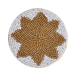 Floral Beaded Coasters Set of 4 (Gold & Off White)