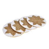 Floral Beaded Coasters Set of 4 (Gold & Off White)