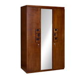 Hedron 3 Door Wardrobe With Mirror (Antique Cherry)