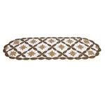 Decorative Floral Beaded Table Runner (90 x 33 cm, Gold & Off White)