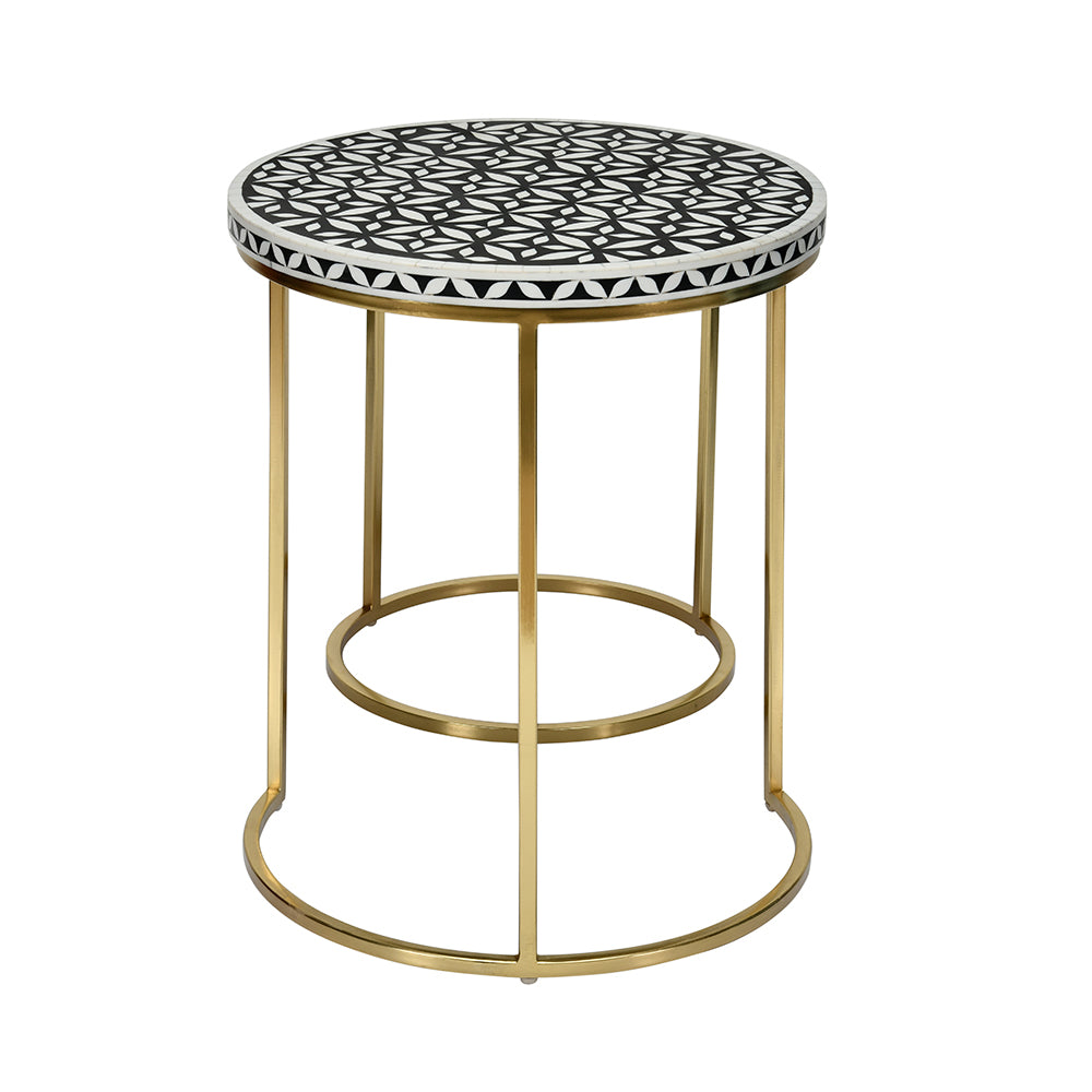 Ingrid Engineered Wood and Resin Top Nest Tables Set of 2 (Gold)