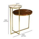 Mobo 2 Tier Ceramic and Mango Wood Top Side Table (Gold)