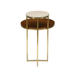 Mobo 2 Tier Ceramic and Mango Wood Top Side Table (Gold)