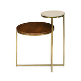 Mobo 2 Tier Ceramic and Mango Wood Top Side Table (Gold)