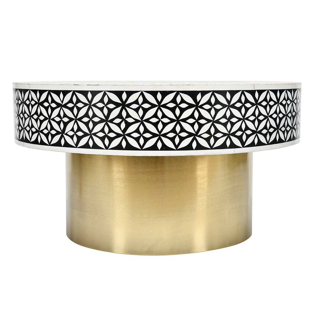 Ingrid Engineered Wood and Resin Top Center Table (Gold)