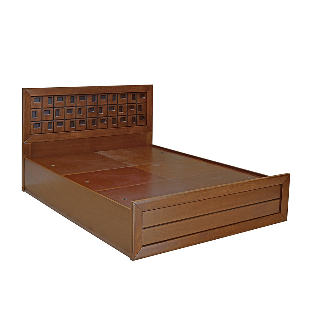 Hedron Queen Bed With Box Storage (Antique Cherry)