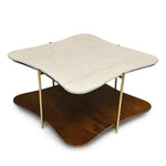 Ellon Ceramic Top With Wooden Shelf Center Table (Gold)