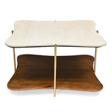 Ellon Ceramic Top With Wooden Shelf Center Table (Gold)