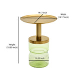 Leda Metal Top & Glass Base Side Table (Green & Gold)