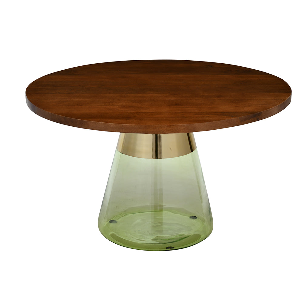 Pixie Glass Center Table With Wooden Top (Walnut)