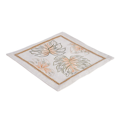 Decorative Leaf Design Cotton Trivet (Multicolor)