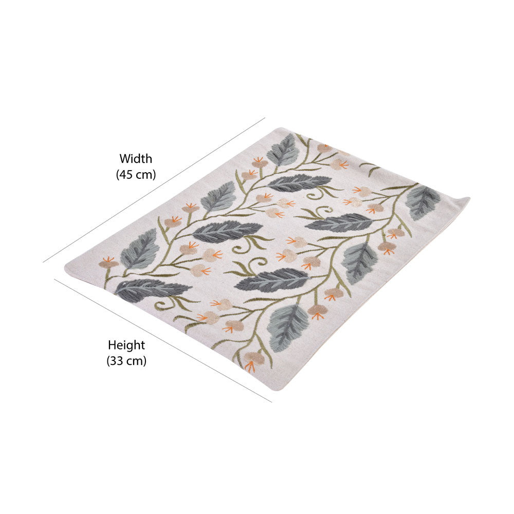 Leaf Design Cotton Rectangular Table Placemat (Multicolor)