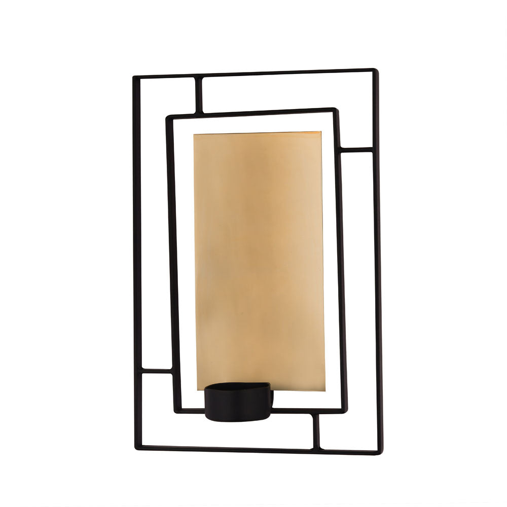 Decorative Rectangular Iron Wall Sconce (Black & Gold)