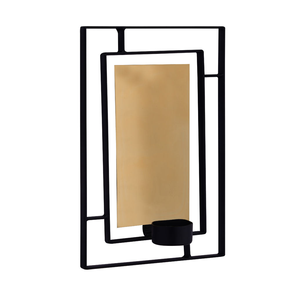 Decorative Rectangular Iron Wall Sconce (Black & Gold)