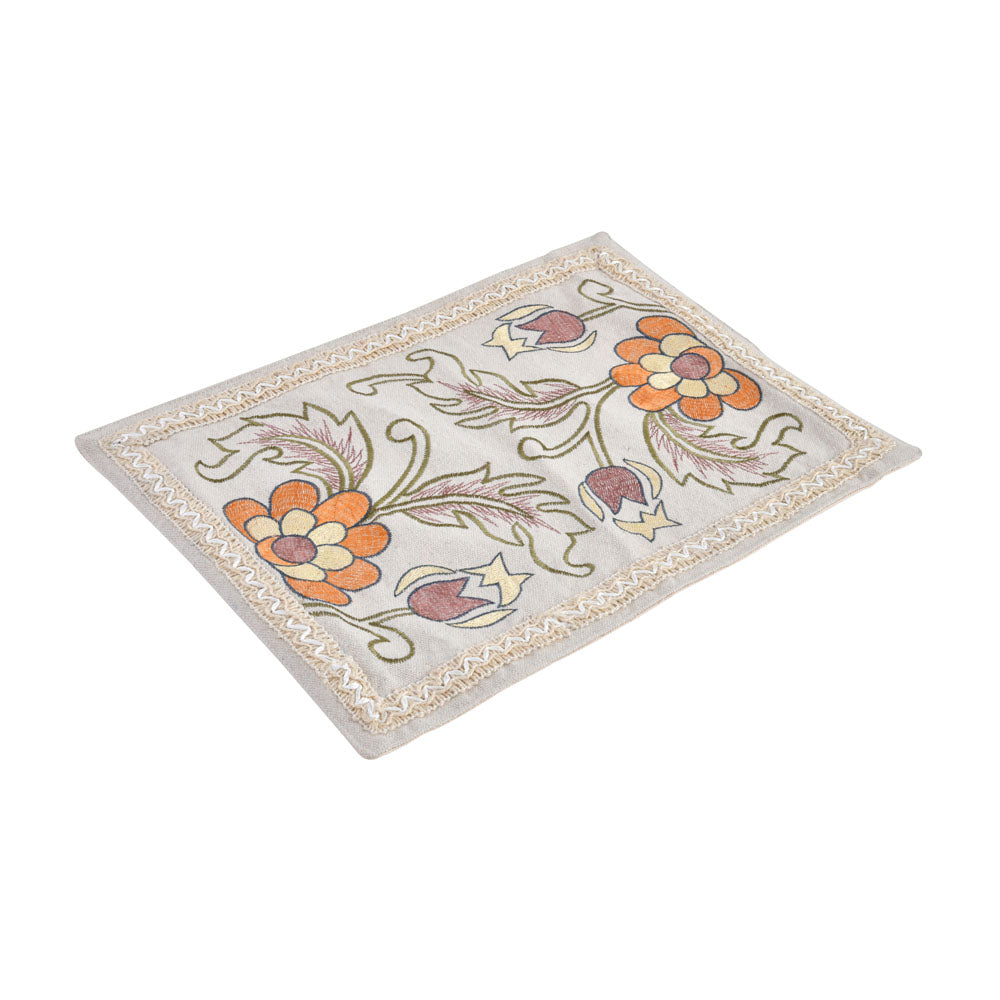 Floral Cotton Rectangular Table Placemat (Multicolor)