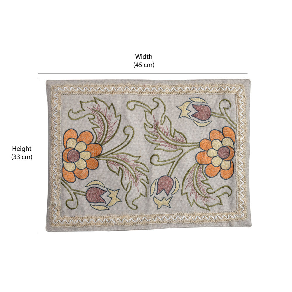 Floral Cotton Rectangular Table Placemat (Multicolor)