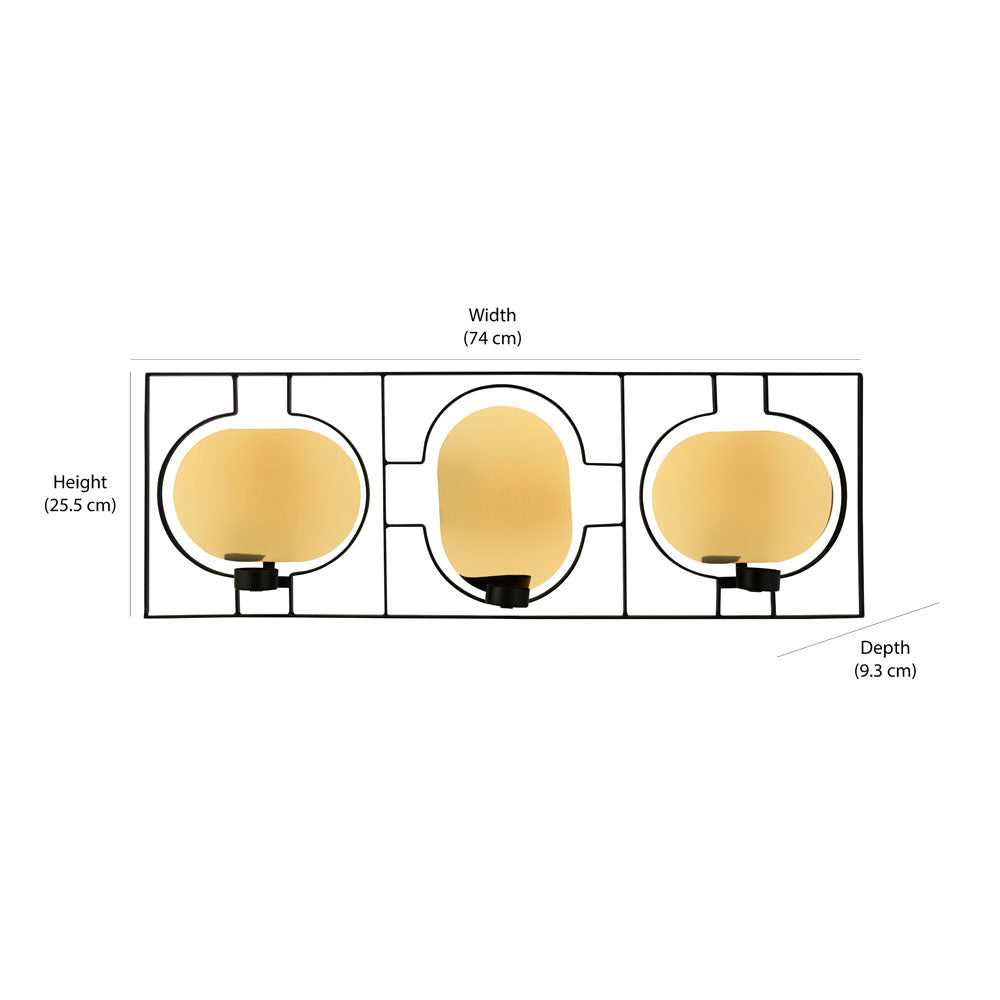 Decorative Three Ovals Iron Wall Sconce (Black & Gold)