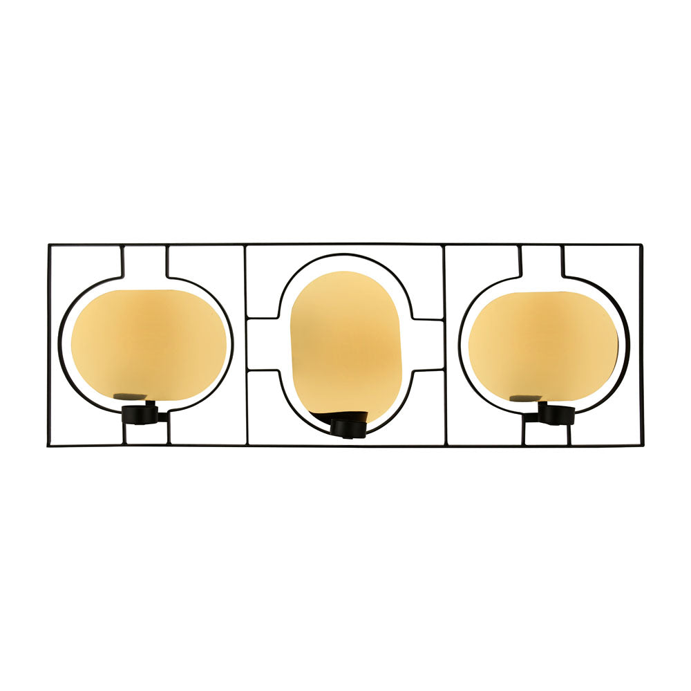 Decorative Three Ovals Iron Wall Sconce (Black & Gold)