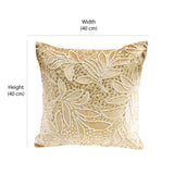 Floral Beaded 16" x 16" Cushion Cover (Gold)