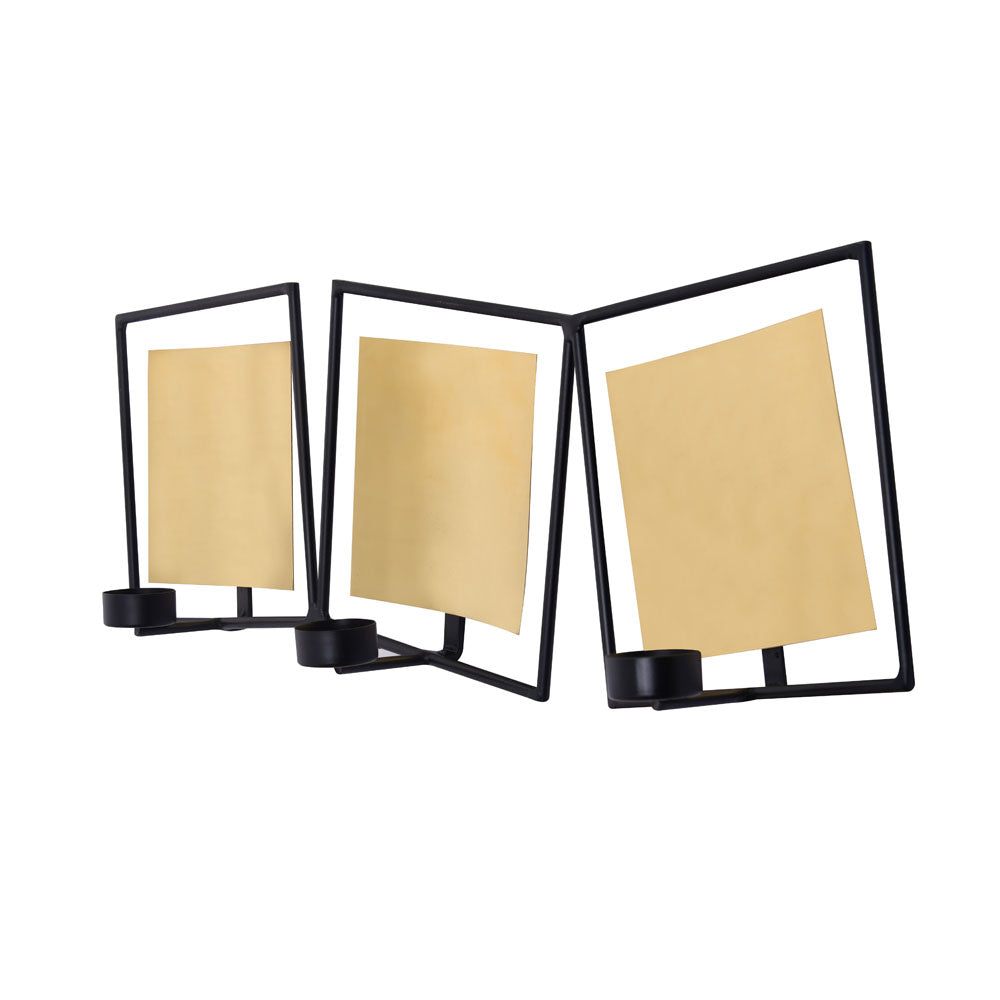 Decorative Three Squares Iron Wall Sconce (Black & Gold)