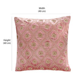 Floral Embroidered 16" x 16" Cushion Cover (Pink)