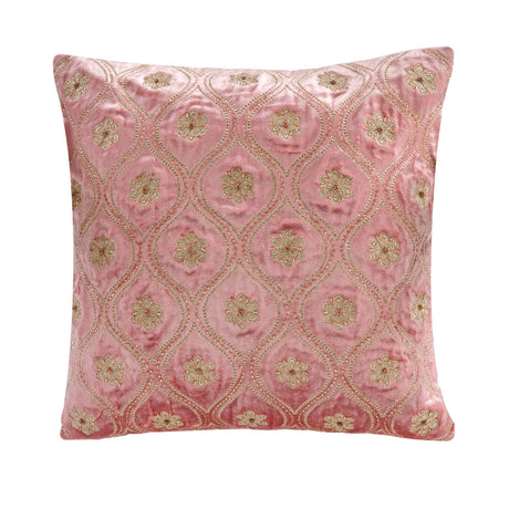 Floral Embroidered 16" x 16" Cushion Cover (Pink)