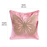 Butterfly Embroidered 16" x 16" Cushion Cover (Pink)