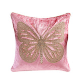 Butterfly Embroidered 16" x 16" Cushion Cover (Pink)