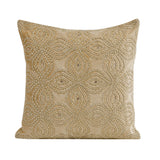 Floral Beaded 16" x 16" Cushion Cover (Gold)