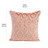 Floral Embroidered 16" x 16" Cushion Cover (Pink & White)