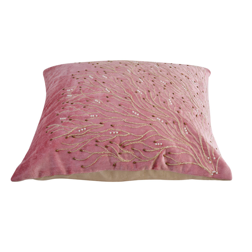 Twigs Embroidered 16" x 16" Cushion Cover (Pink)