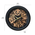 Vintage Moving Gear Analog Wall Clock (Black & Gold)