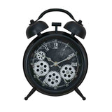 Vintage Moving Gear Analog Table Clock (Black & White)