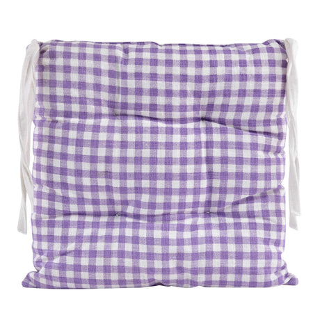 Checkered Soft 16" x 16" Square Chair Pad (Purple)