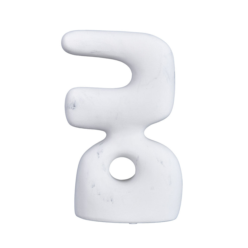 Abstract Hook Marble Finish Polyresin Table Decor Showpiece (White)