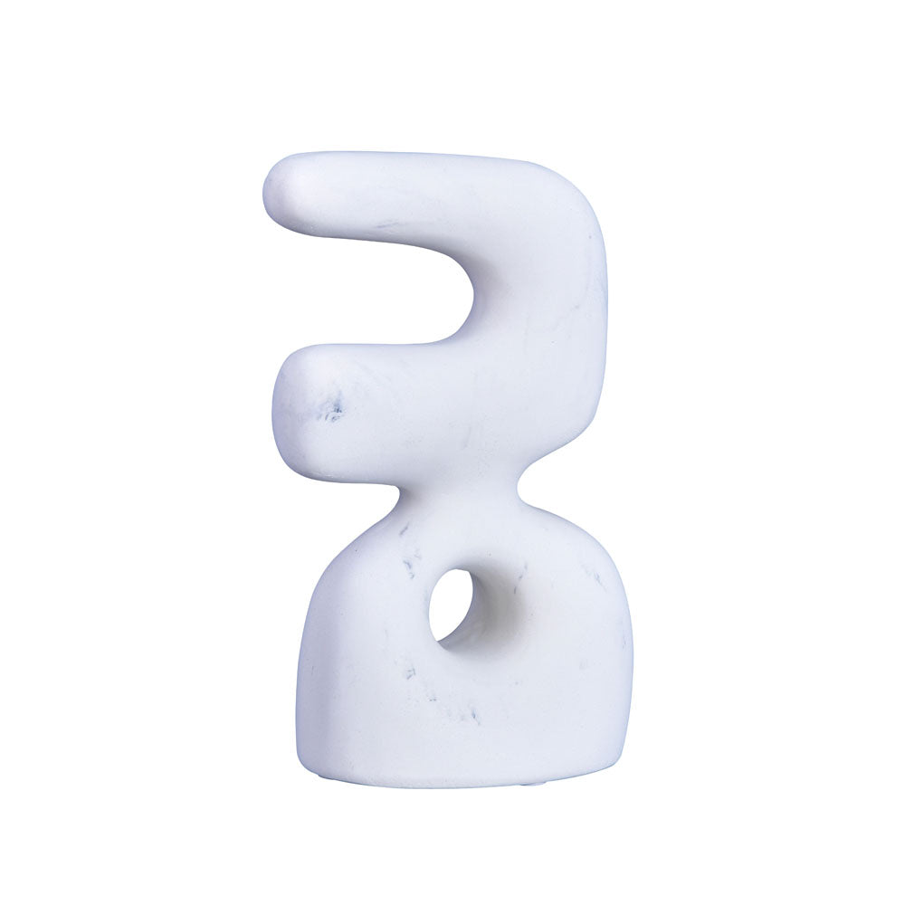 Abstract Hook Marble Finish Polyresin Table Decor Showpiece (White)