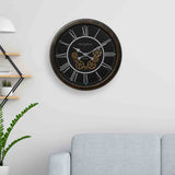 Nilkamal Vintage Look Gear Analog Wall Clock Antique Gold And Black