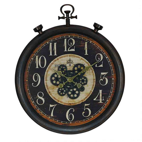 Vintage Moving Gear Analog Wall Clock (Black)