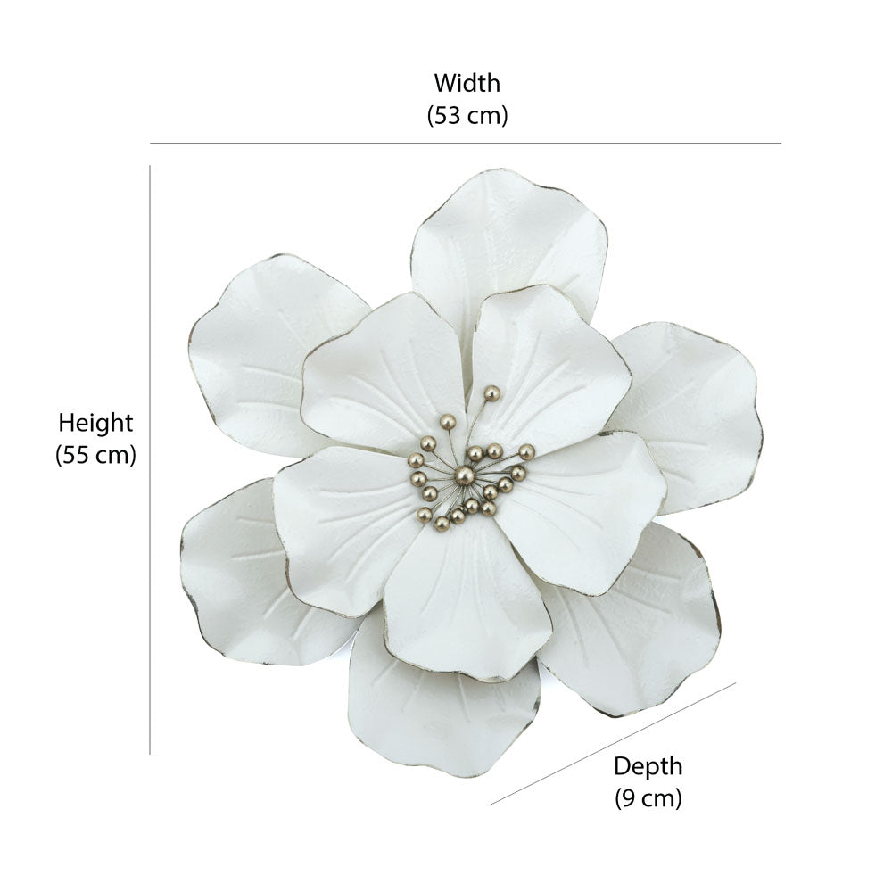 Two Layer Flower Iron Wall Decor (White)