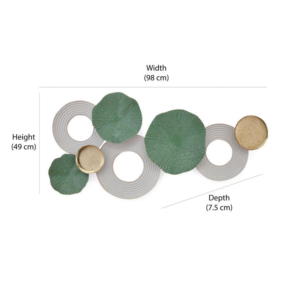 Decorative Circular Rings Iron Wall Decor (Green & White)