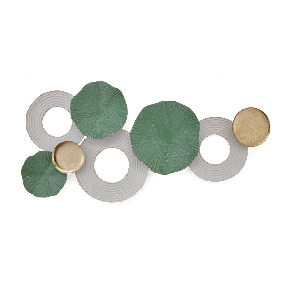 Decorative Circular Rings Iron Wall Decor (Green & White)