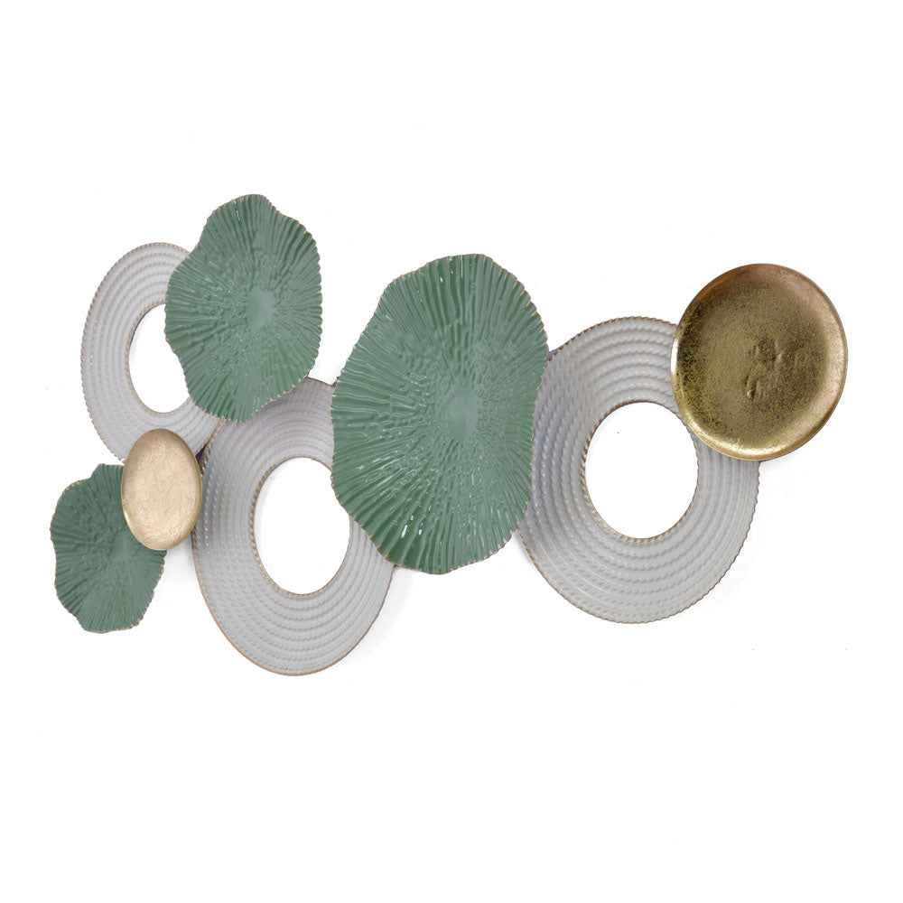 Decorative Circular Rings Iron Wall Decor (Green & White)