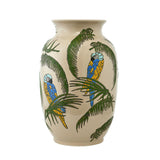 Bird and Leaf Oval Ceramic Vase (Large, Green & White)