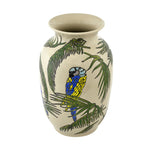 Bird and Leaf Oval Ceramic Vase (Small, Green & White)