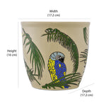 Bird and Leaf Ceramic Planter (Green & White)