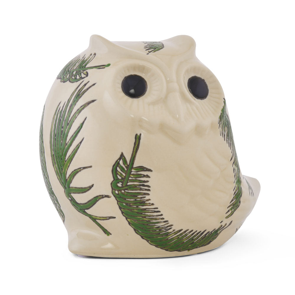 Decorative Owl Ceramic Showpiece (Green & White)